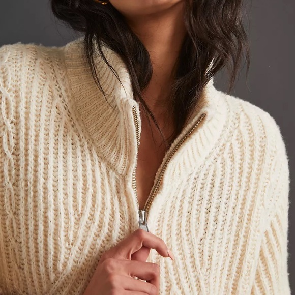 Anthropologie Pilcro Zip-Front Longline Wool Blend Cardigan - Picture 2 of 9